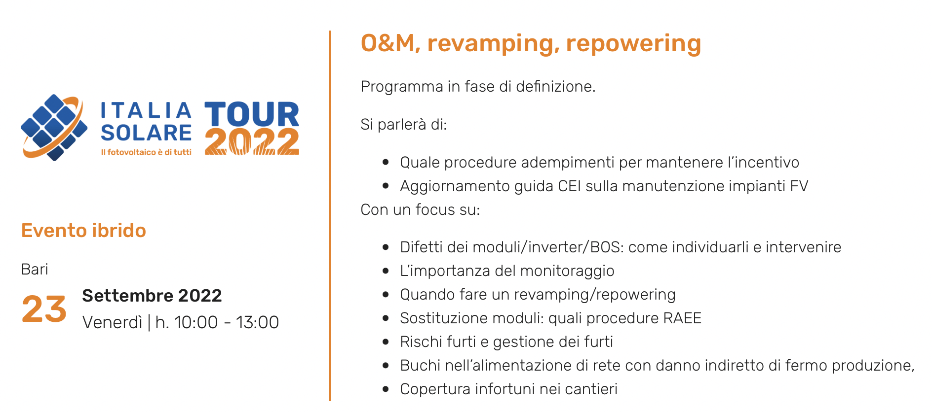 O&M, revamping, repowering